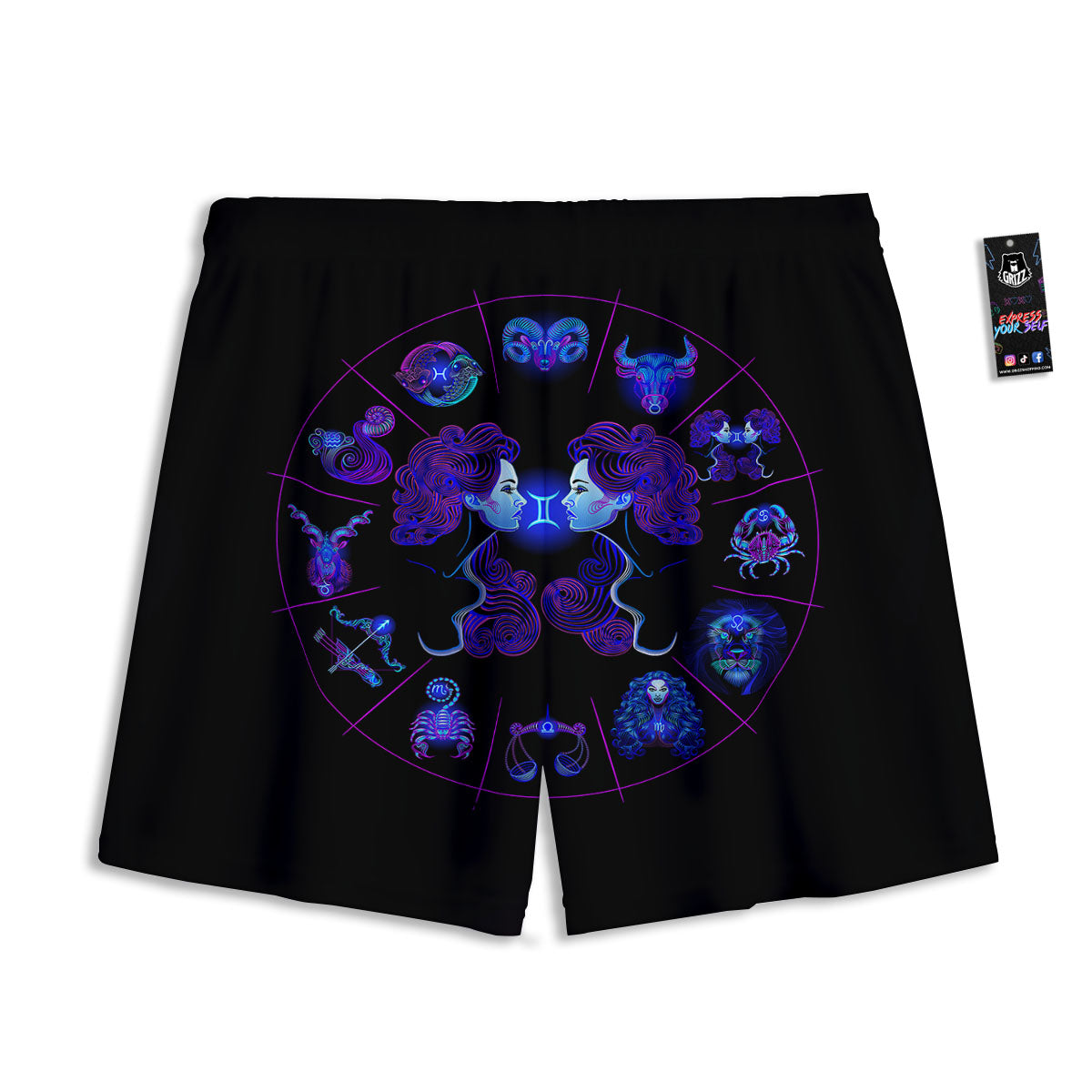Signs Astrological And Gemini Print Mesh Shorts