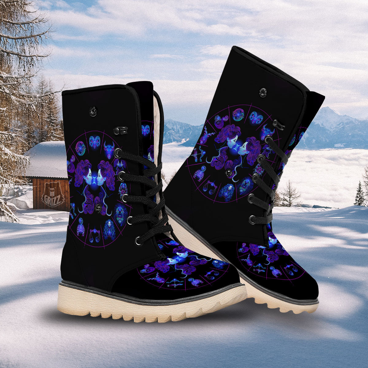 Signs Astrological And Gemini Print Snow Boots-grizzshop