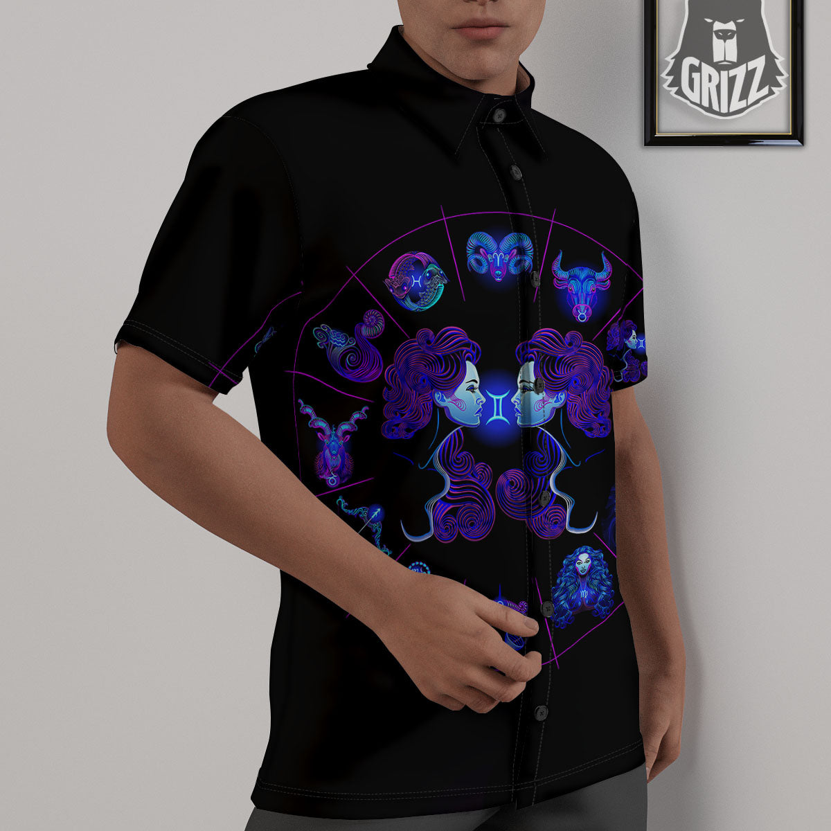Signs Astrological And Gemini Print Untucked Shirts-grizzshop