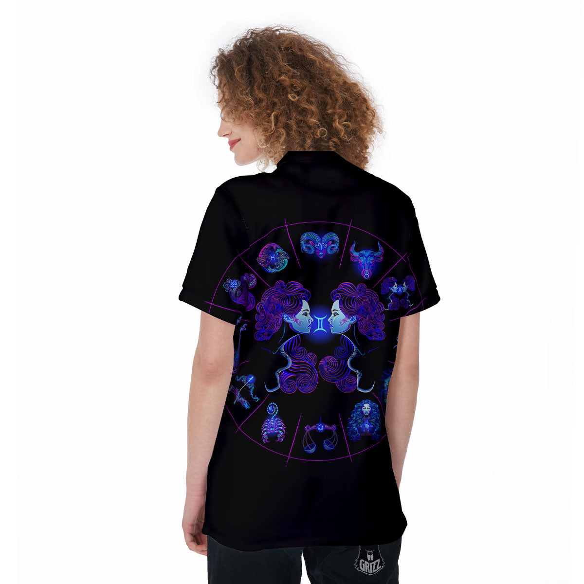 Signs Astrological And Gemini Print Women's Golf Shirts-grizzshop