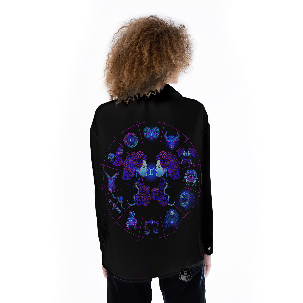 Signs Astrological And Gemini Print Women's Long Sleeve Shirts-grizzshop