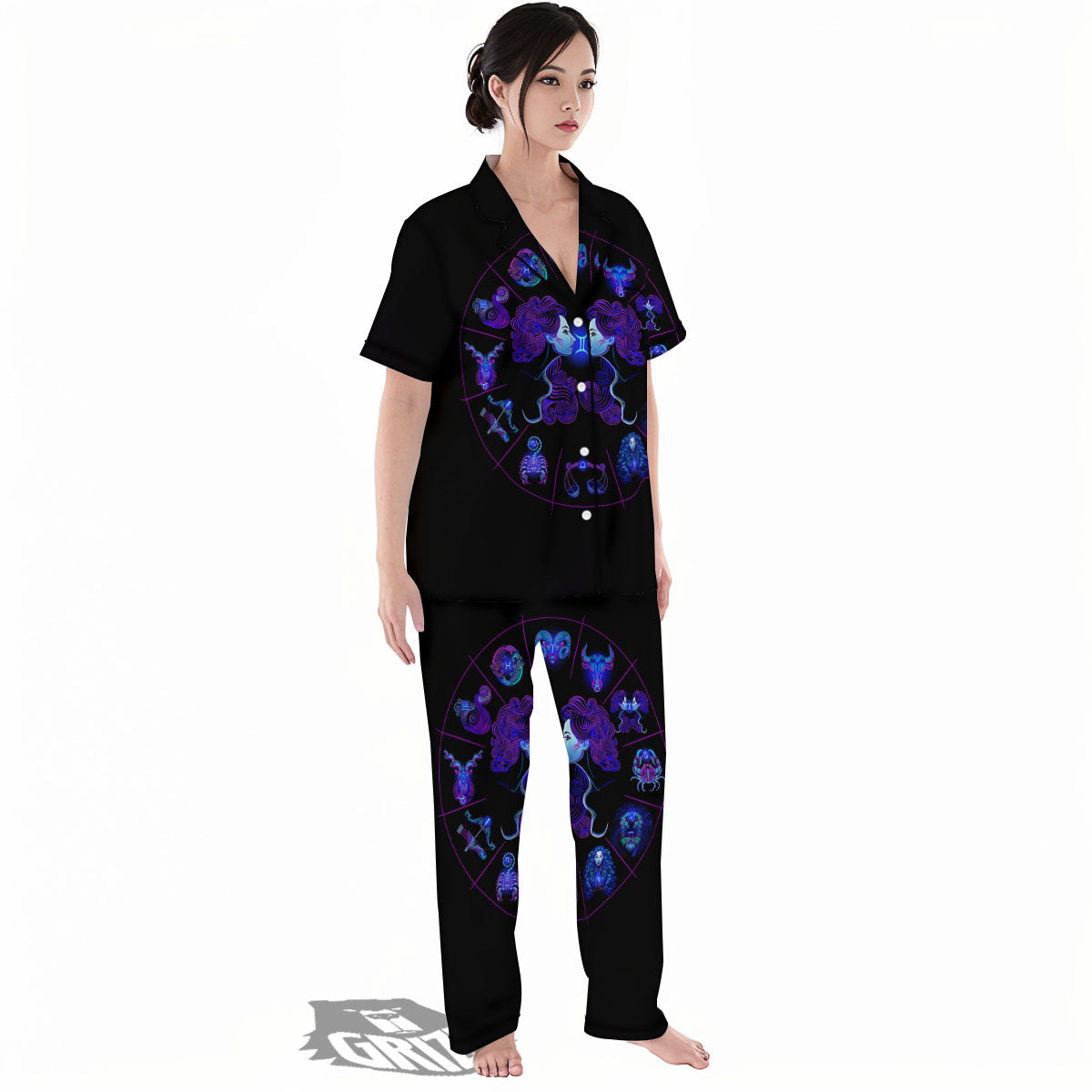Signs Astrological And Gemini Print Women's Pajamas Set-grizzshop