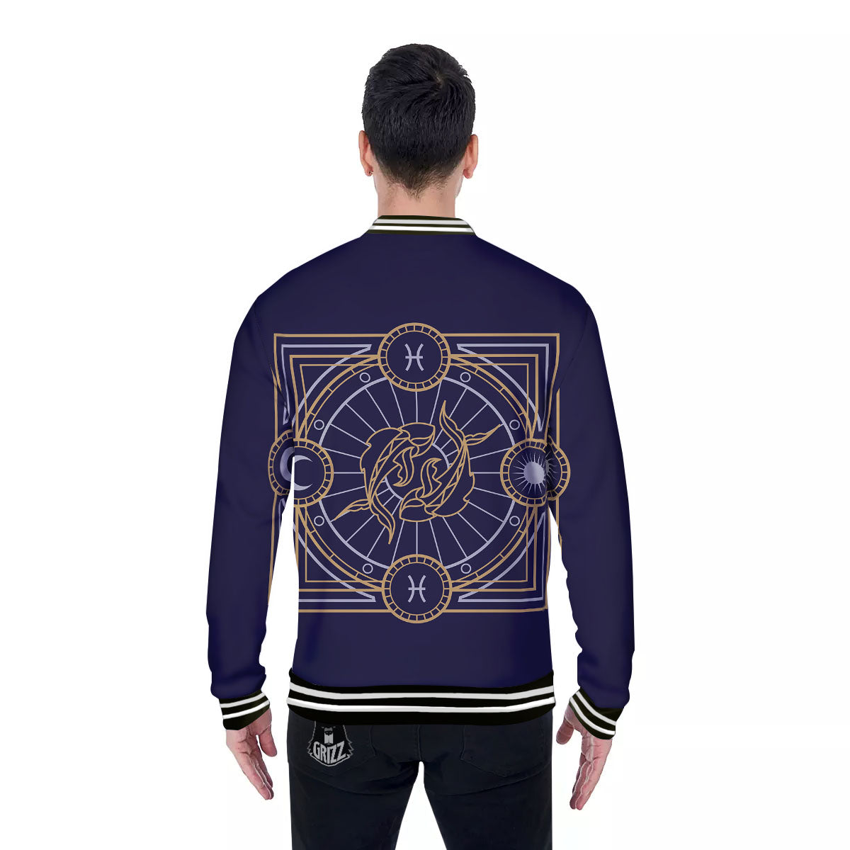 Signs Astrological And Pisces Print Baseball Jacket-grizzshop