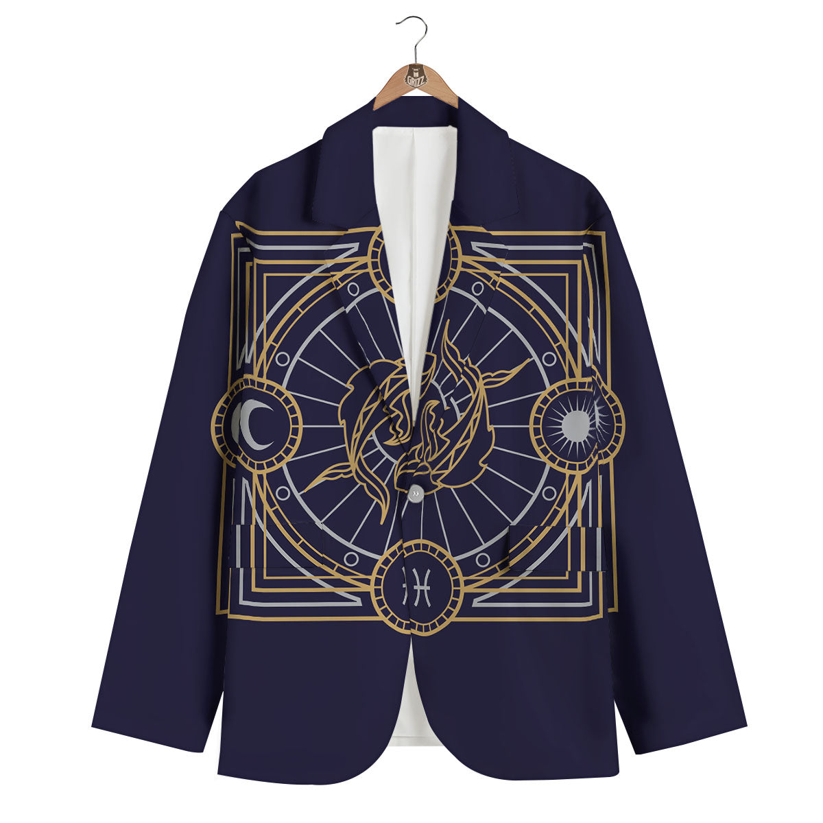 Signs Astrological And Pisces Print Men's Blazer-grizzshop