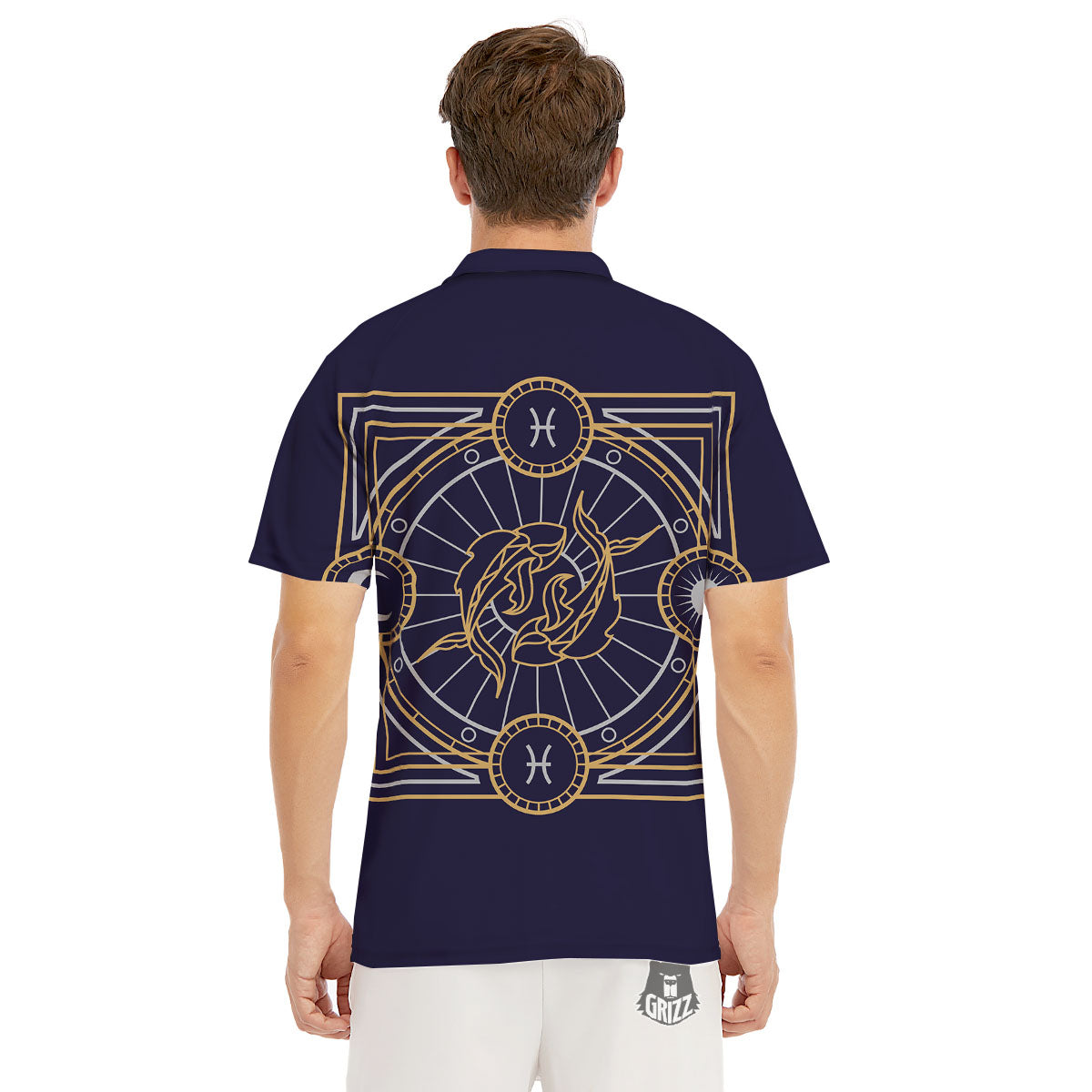 Signs Astrological And Pisces Print Men's Golf Shirts-grizzshop