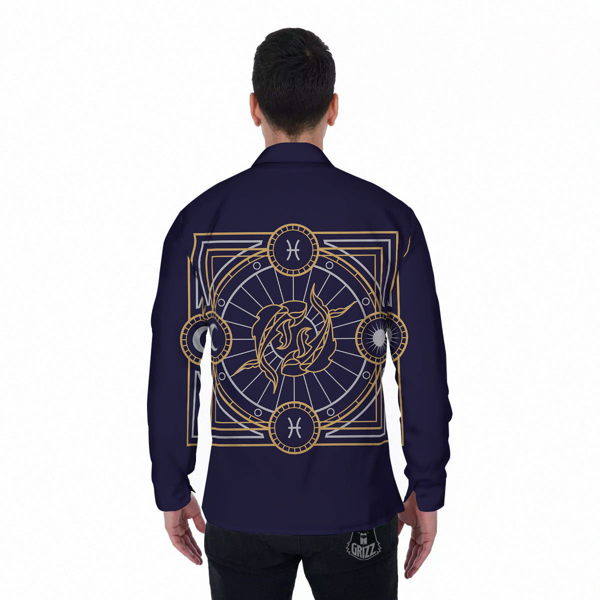 Signs Astrological And Pisces Print Men's Long Sleeve Shirts-grizzshop