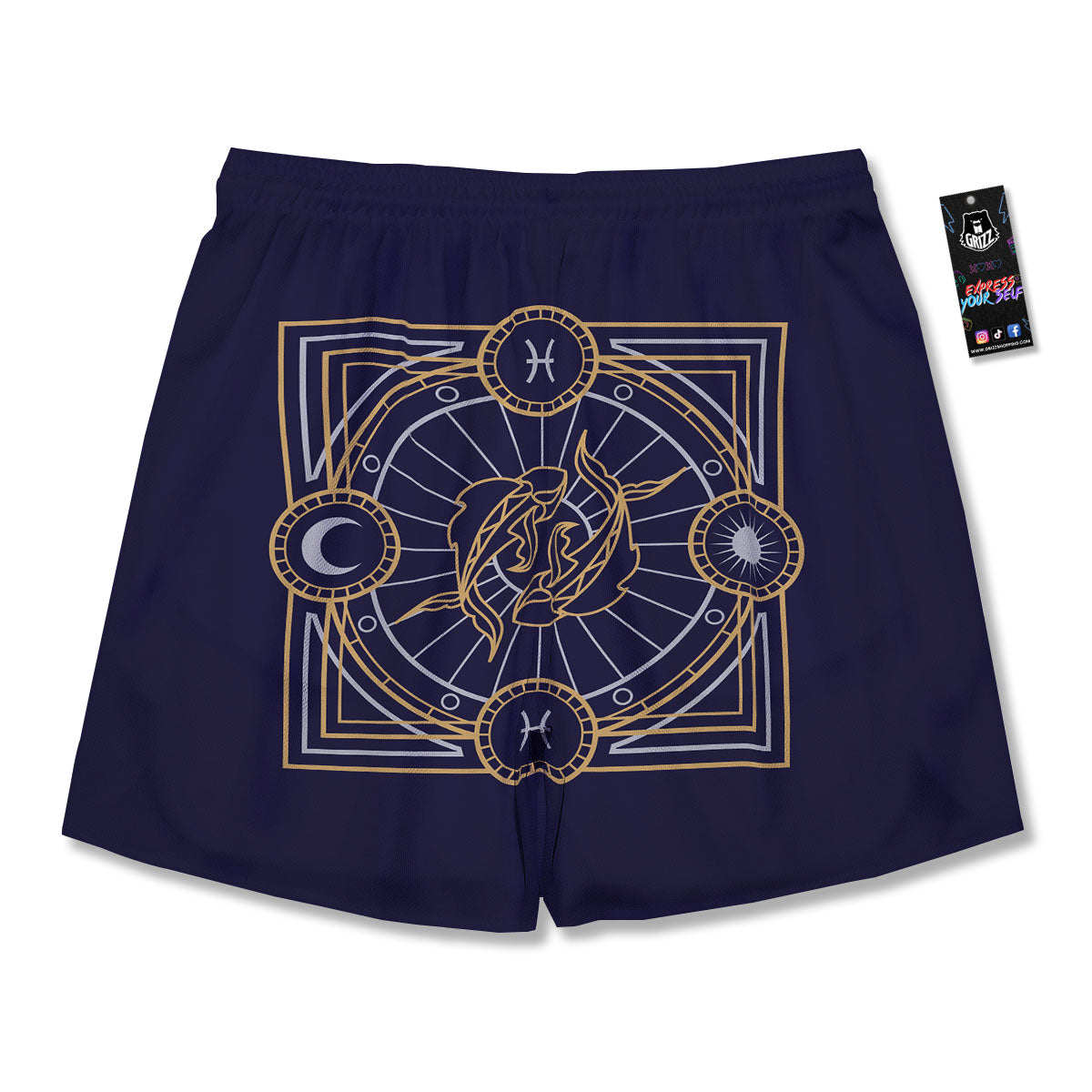 Signs Astrological And Pisces Print Men's Running Shorts-grizzshop