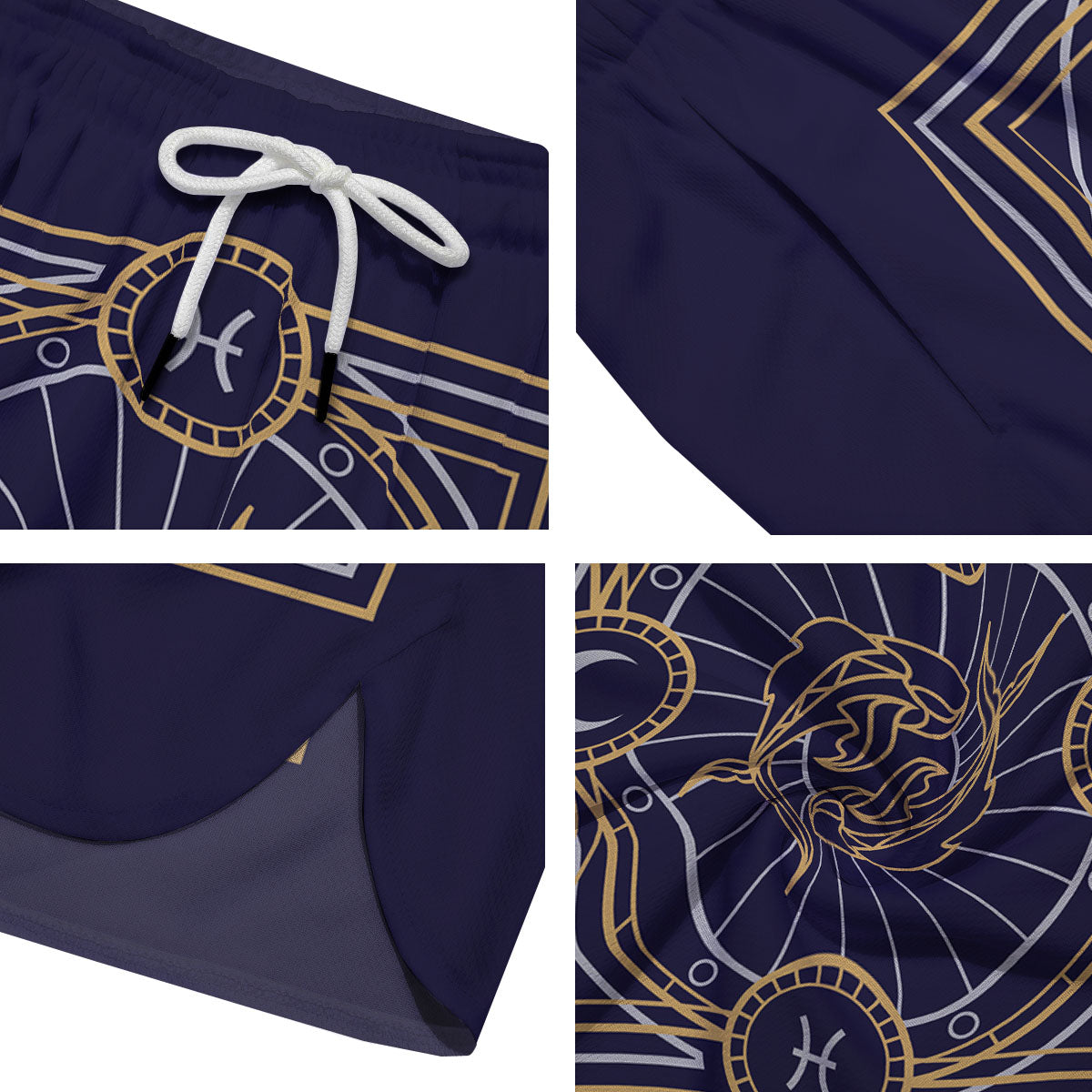 Signs Astrological And Pisces Print Men's Running Shorts-grizzshop