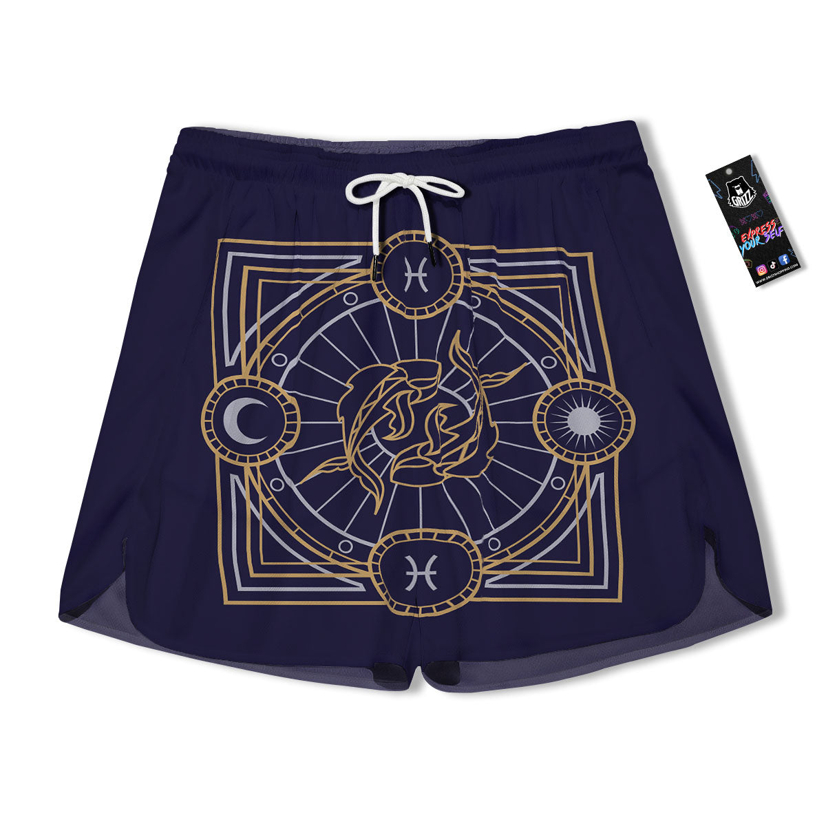Signs Astrological And Pisces Print Men's Running Shorts-grizzshop