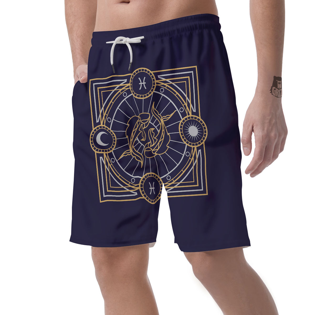 Signs Astrological And Pisces Print Men's Shorts-grizzshop