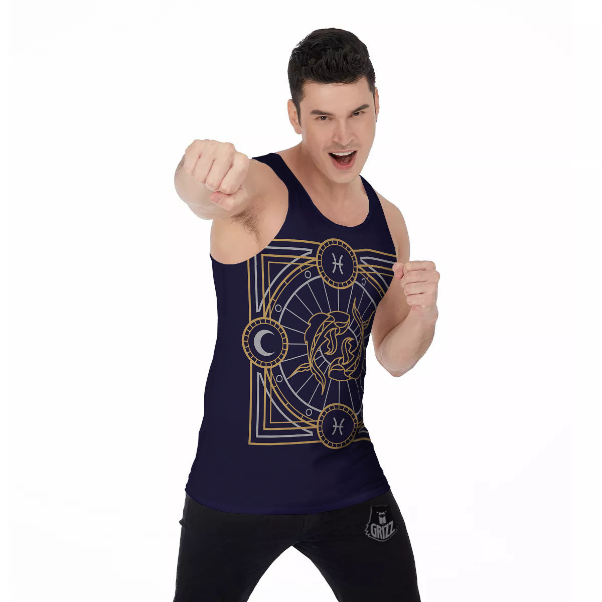 Signs Astrological And Pisces Print Men's Tank Top-grizzshop