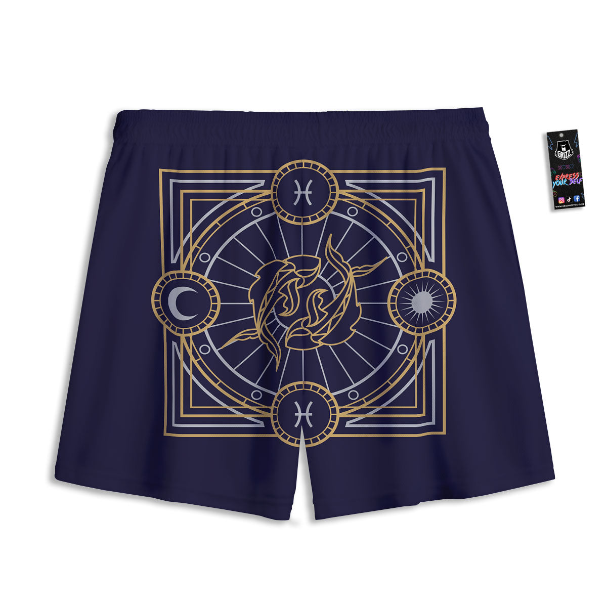 Signs Astrological And Pisces Print Mesh Shorts