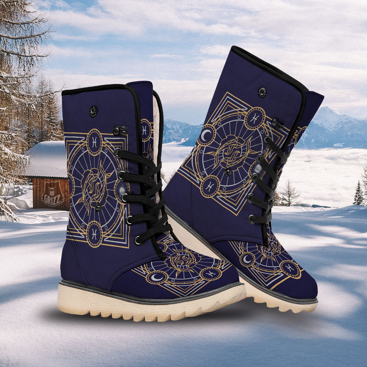 Signs Astrological And Pisces Print Snow Boots-grizzshop