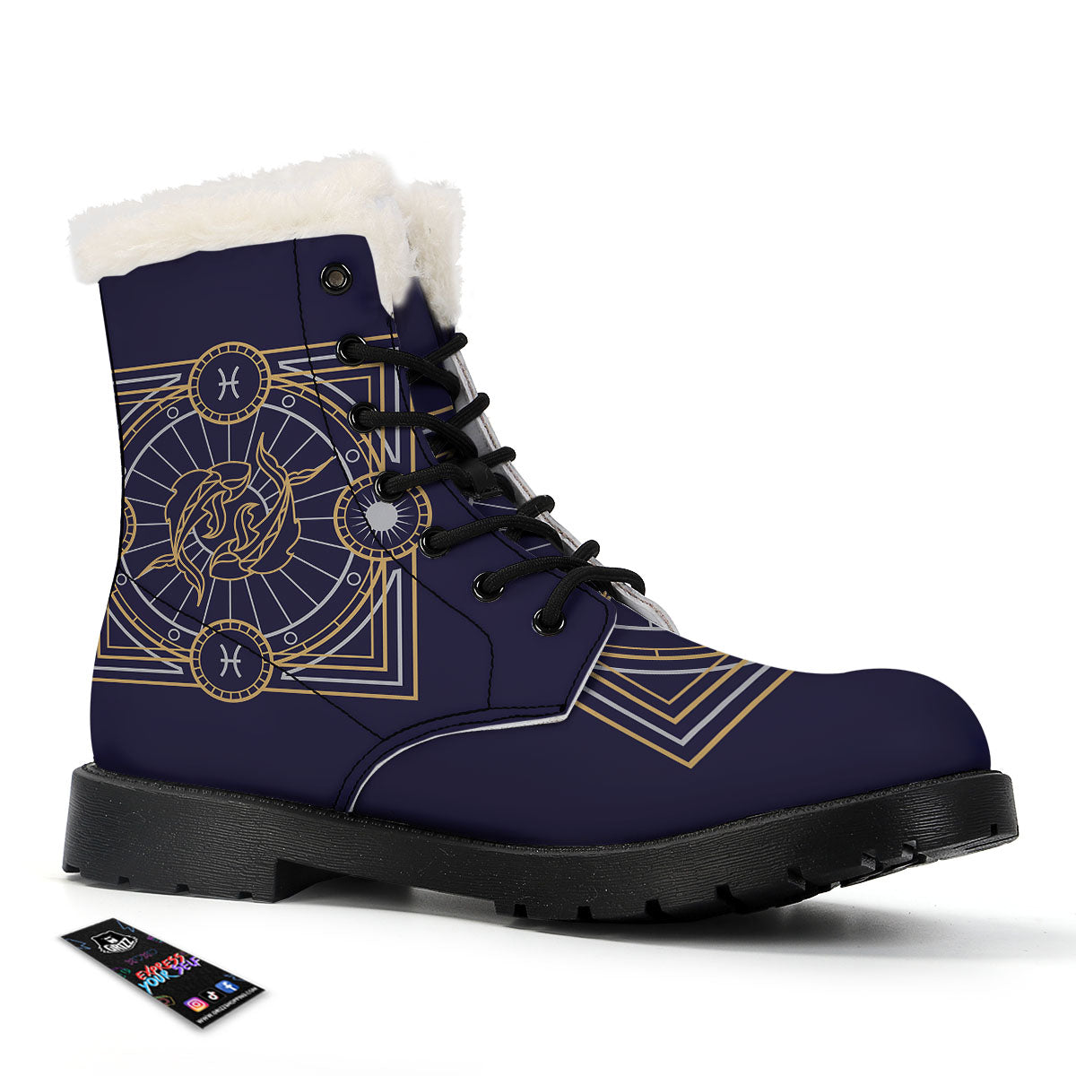 Signs Astrological And Pisces Print Winter Boots-grizzshop
