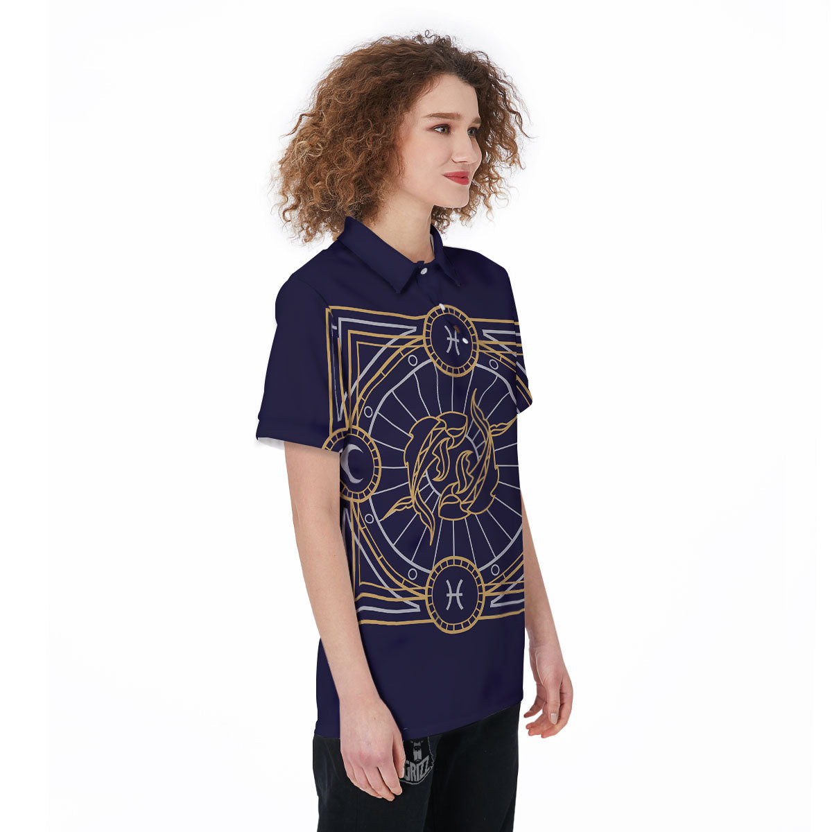 Signs Astrological And Pisces Print Women's Golf Shirts-grizzshop