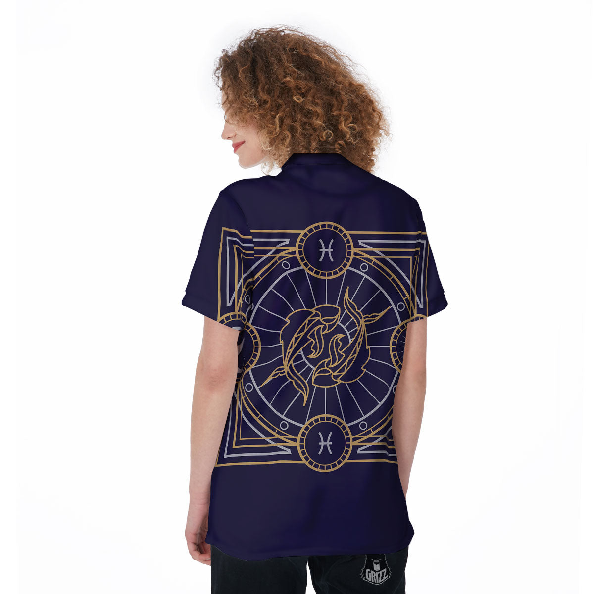 Signs Astrological And Pisces Print Women's Golf Shirts-grizzshop
