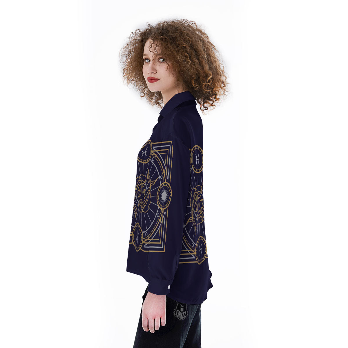 Signs Astrological And Pisces Print Women's Long Sleeve Shirts-grizzshop