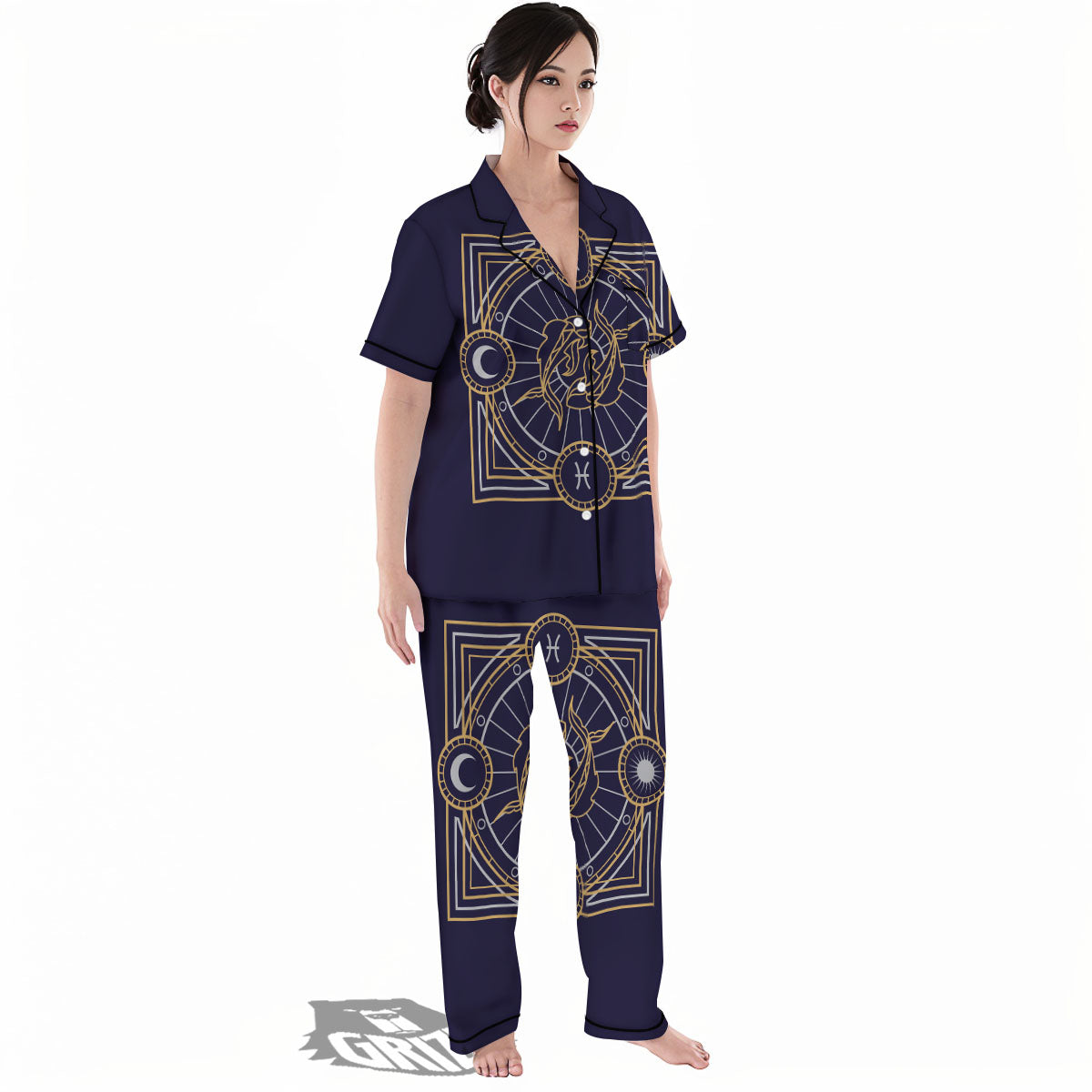 Signs Astrological And Pisces Print Women's Pajamas Set-grizzshop