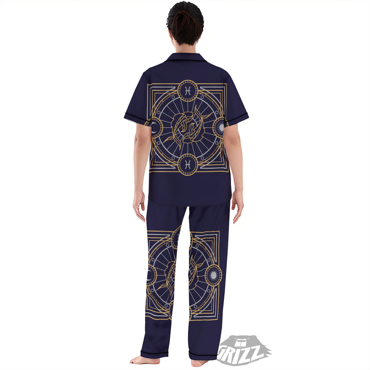 Signs Astrological And Pisces Print Women's Pajamas Set-grizzshop