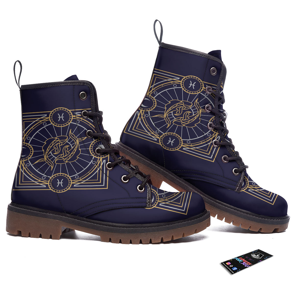 Signs Astrological And Pisces Print Work Boots-grizzshop