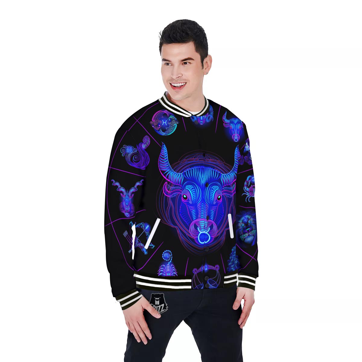 Signs Astrological And Taurus Print Baseball Jacket-grizzshop