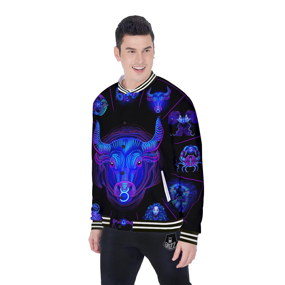 Signs Astrological And Taurus Print Baseball Jacket-grizzshop