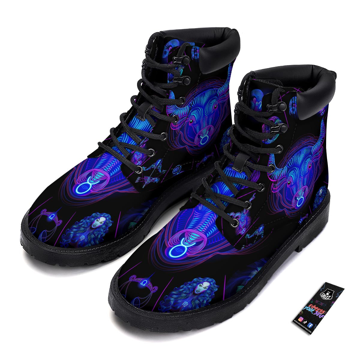 Signs Astrological And Taurus Print Boots-grizzshop