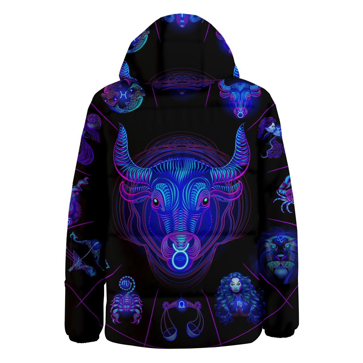 Signs Astrological And Taurus Print Down Jacket-grizzshop