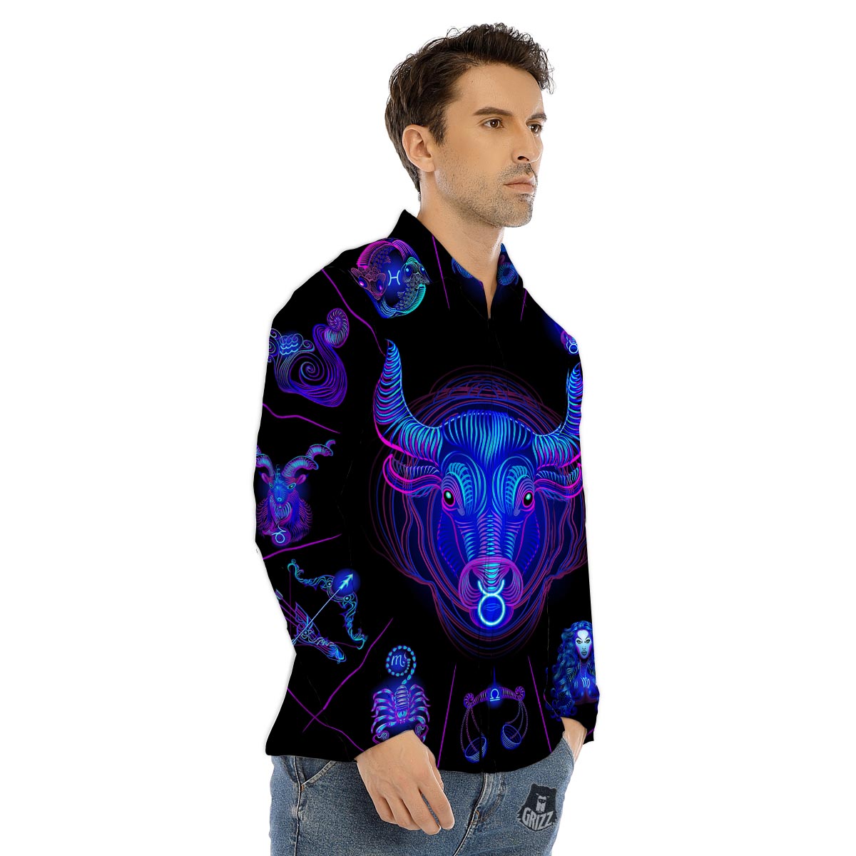 Signs Astrological And Taurus Print Men's Dress Shirts-grizzshop