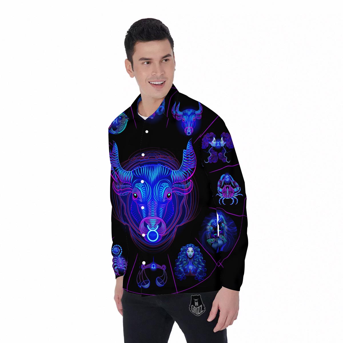 Signs Astrological And Taurus Print Men's Long Sleeve Shirts-grizzshop