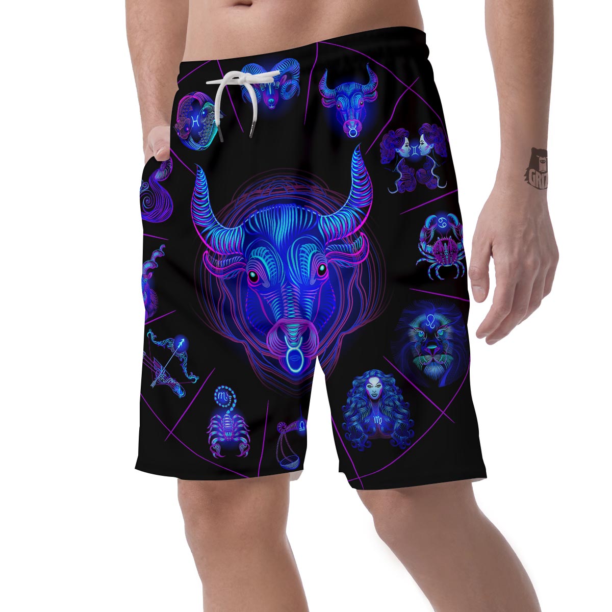 Signs Astrological And Taurus Print Men's Shorts-grizzshop