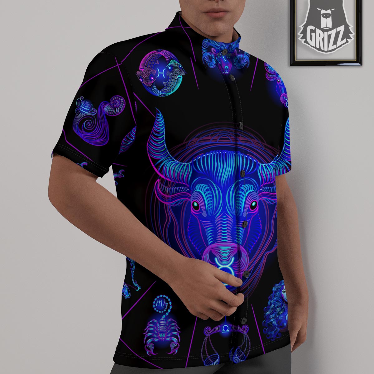 Signs Astrological And Taurus Print Untucked Shirts-grizzshop