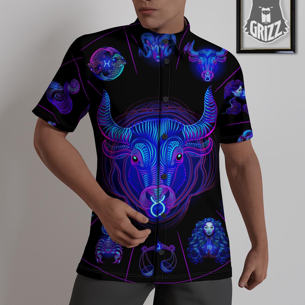Signs Astrological And Taurus Print Untucked Shirts-grizzshop