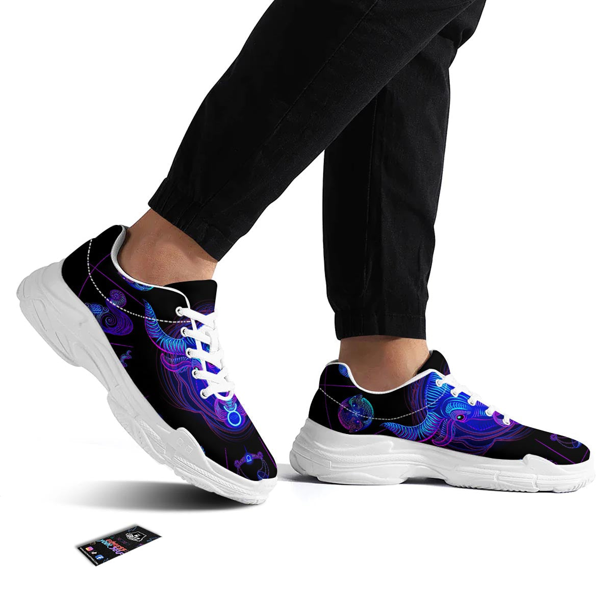 Signs Astrological And Taurus Print White Chunky Shoes-grizzshop