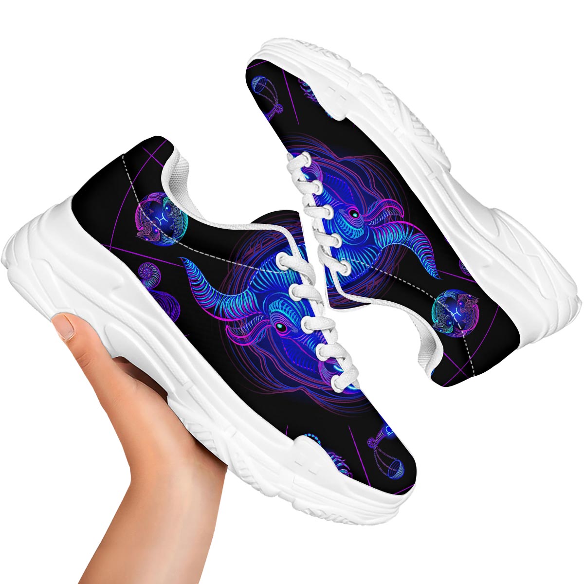 Signs Astrological And Taurus Print White Chunky Shoes-grizzshop