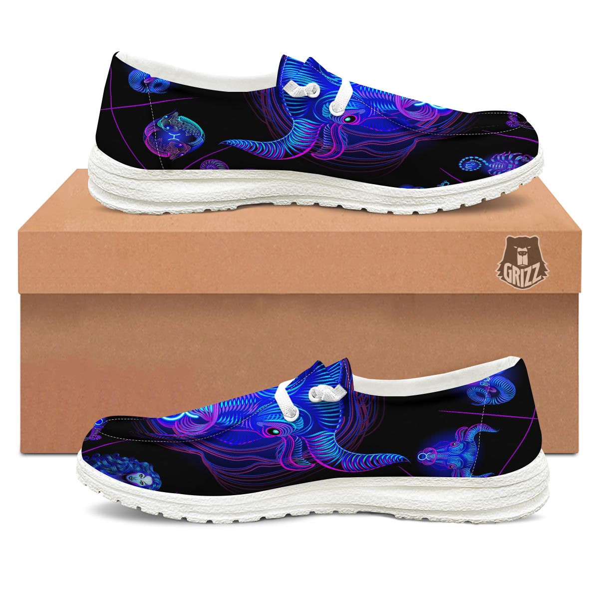 Signs Astrological And Taurus Print White Loafers-grizzshop
