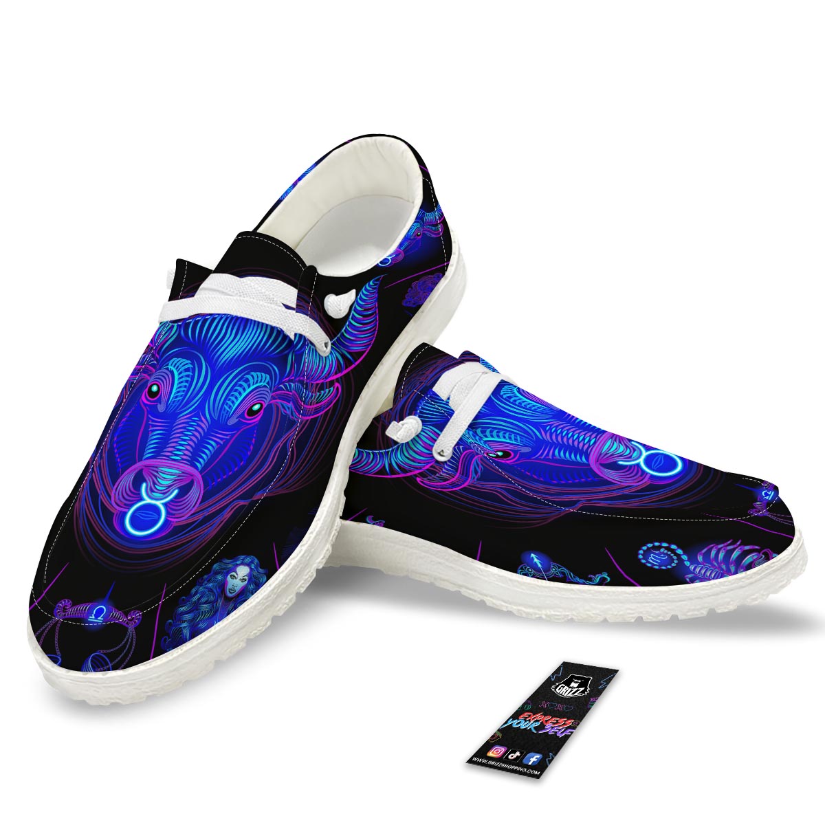 Signs Astrological And Taurus Print White Loafers-grizzshop