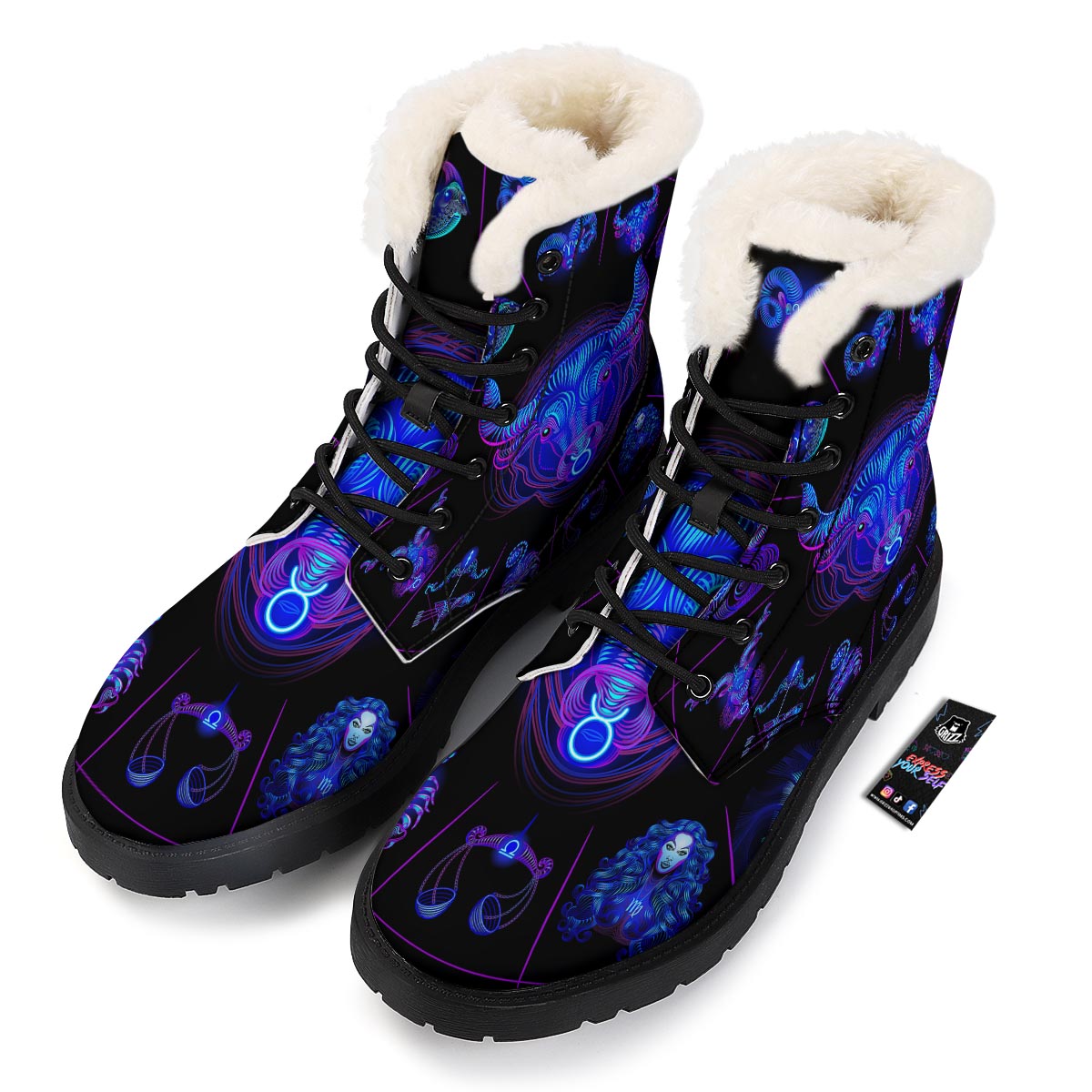 Signs Astrological And Taurus Print Winter Boots-grizzshop