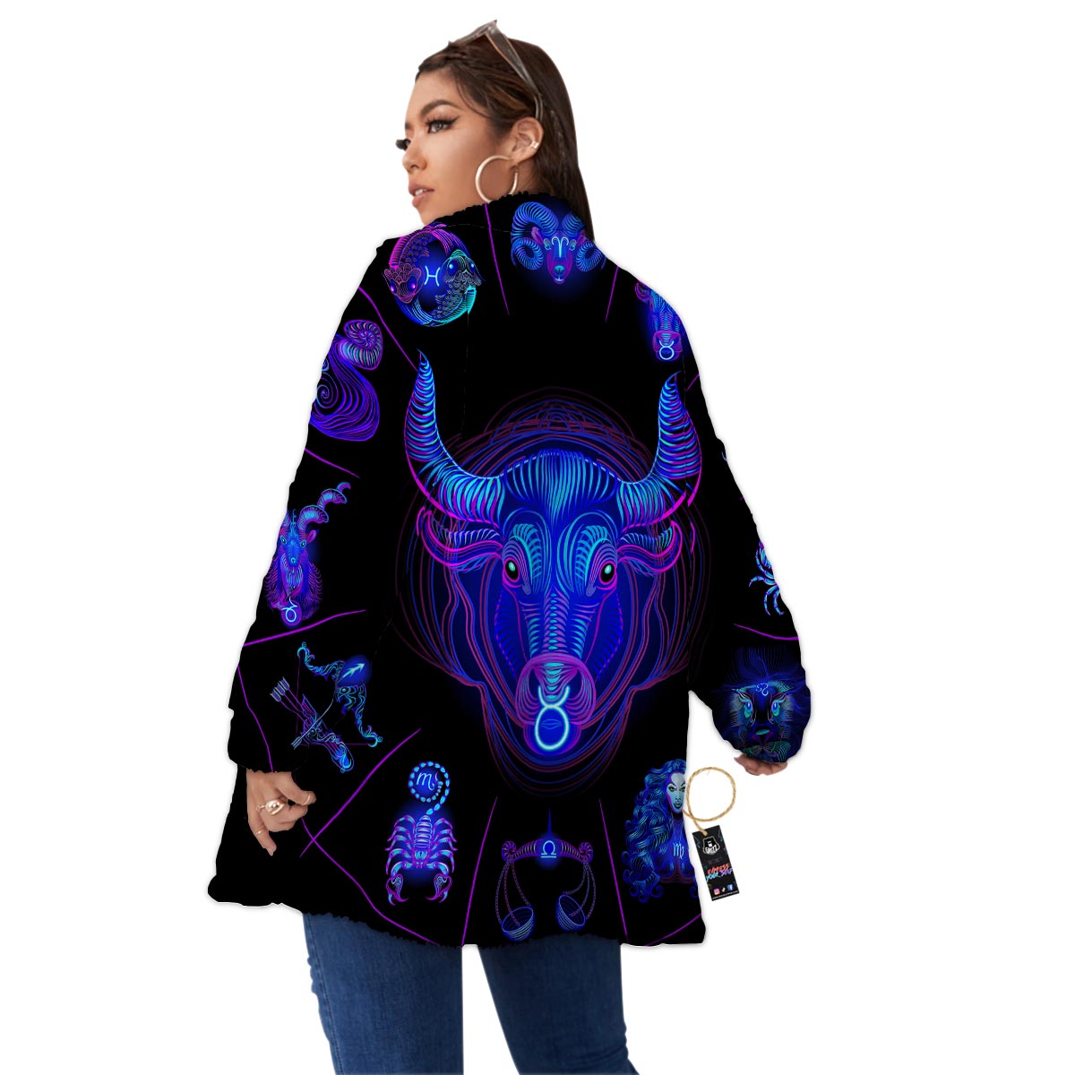 Signs Astrological And Taurus Print Women's Sherpa Jacket-grizzshop