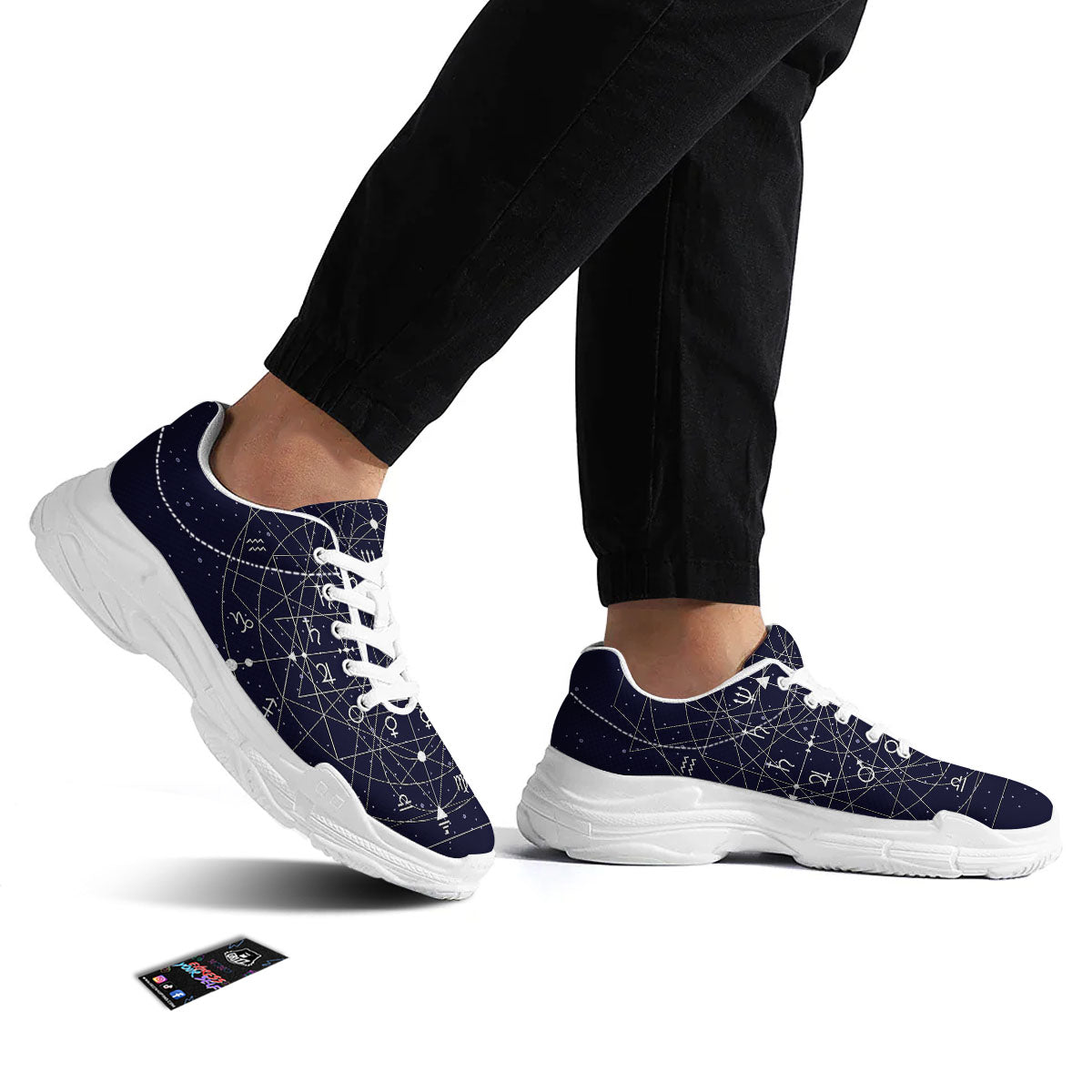 Signs Geometric Zodiac Print White Chunky Shoes-grizzshop
