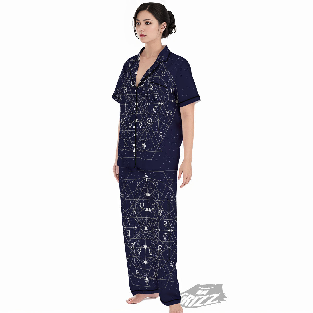 Signs Geometric Zodiac Print Women's Pajamas Set-grizzshop
