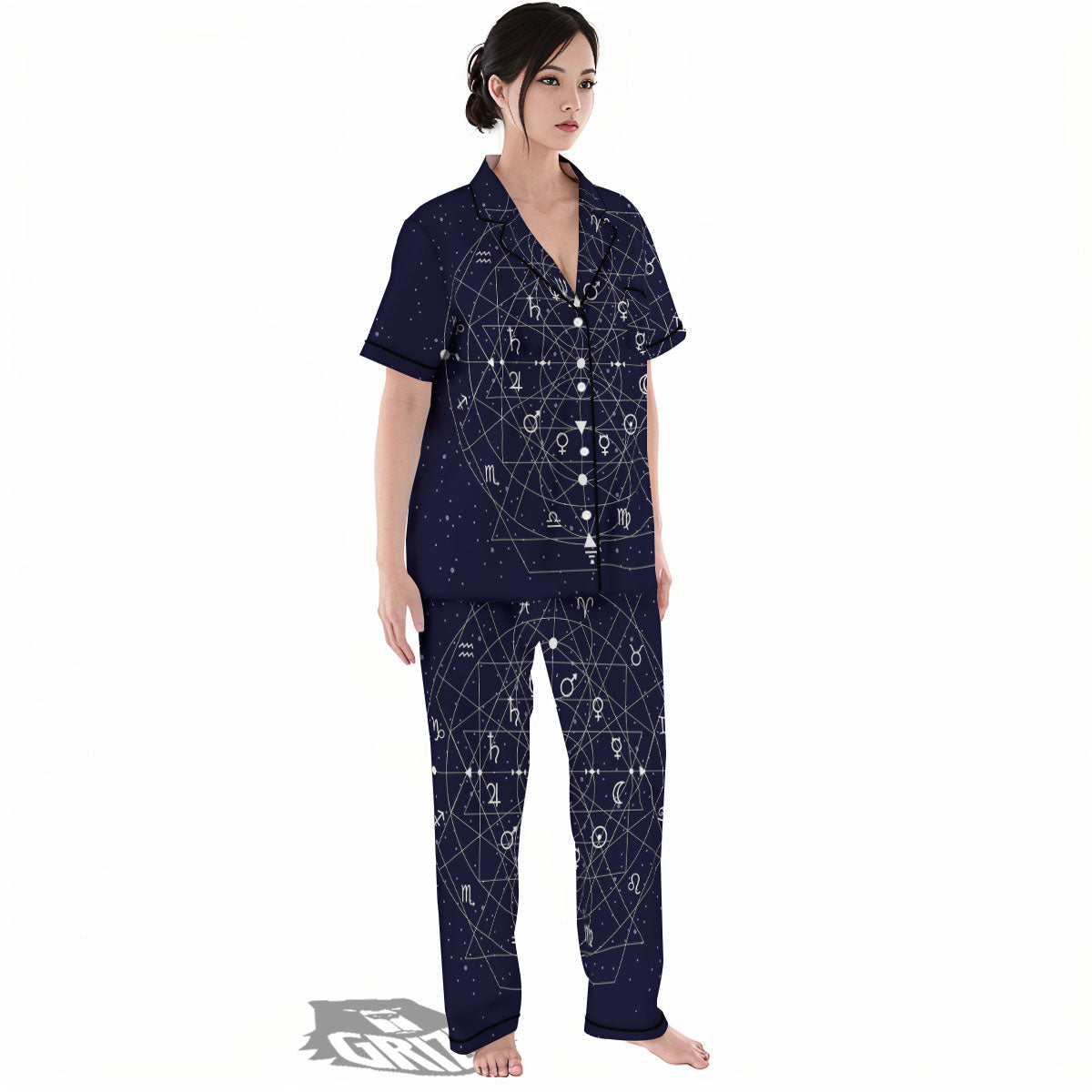 Signs Geometric Zodiac Print Women's Pajamas Set-grizzshop