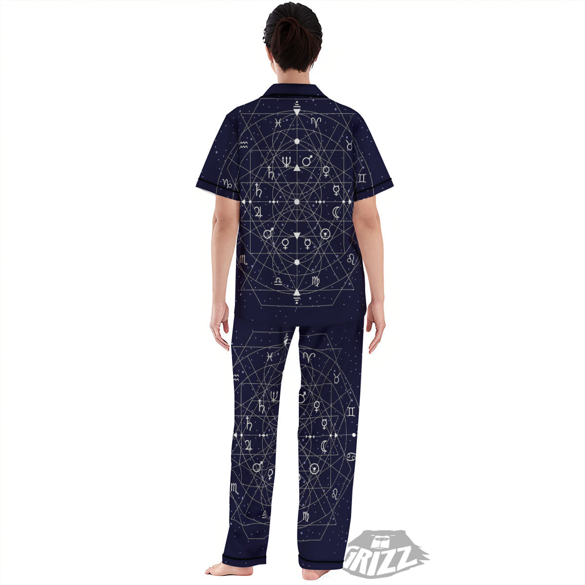 Signs Geometric Zodiac Print Women's Pajamas Set-grizzshop