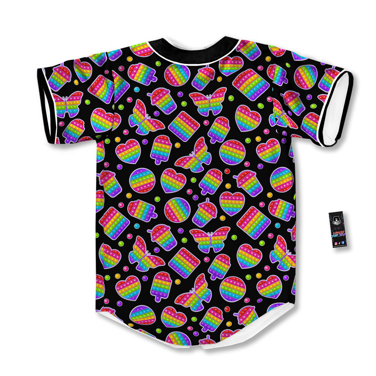 Silicone Bubbles Pop it Colorful Print Pattern Baseball Jersey-grizzshop