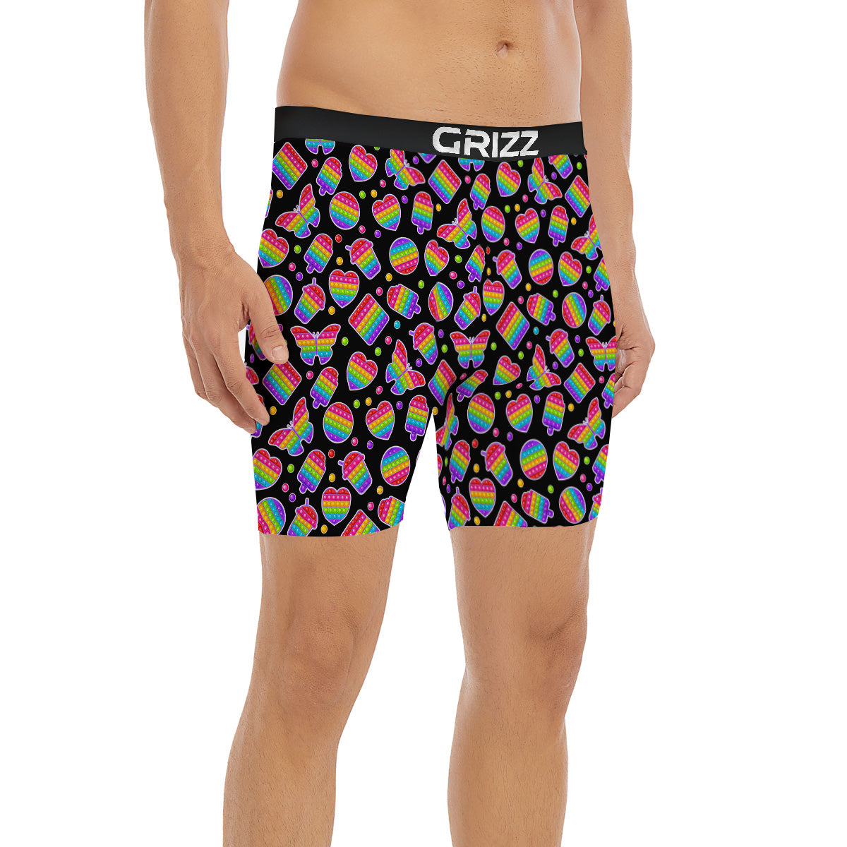 Silicone Bubbles Pop it Colorful Print Pattern Boxer Briefs-grizzshop