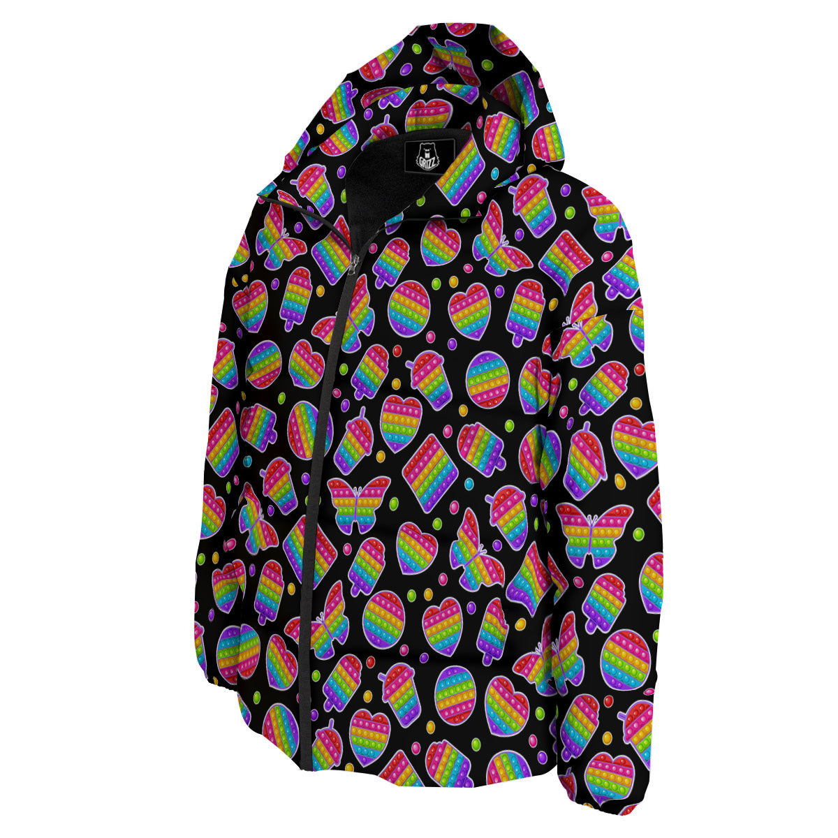 Silicone Bubbles Pop it Colorful Print Pattern Down Jacket-grizzshop
