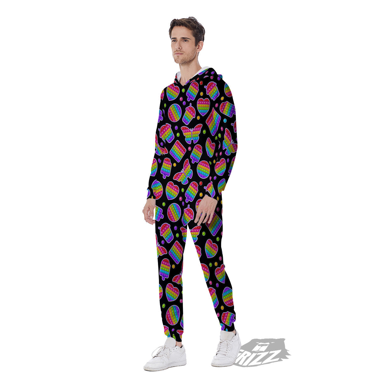 Silicone Bubbles Pop it Colorful Print Pattern Men's Jumpsuit-grizzshop