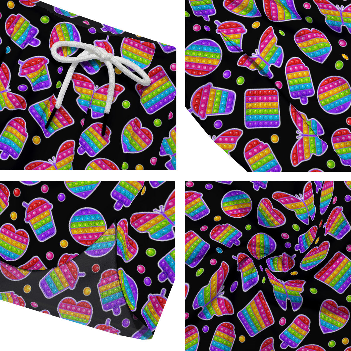 Silicone Bubbles Pop it Colorful Print Pattern Men's Running Shorts-grizzshop