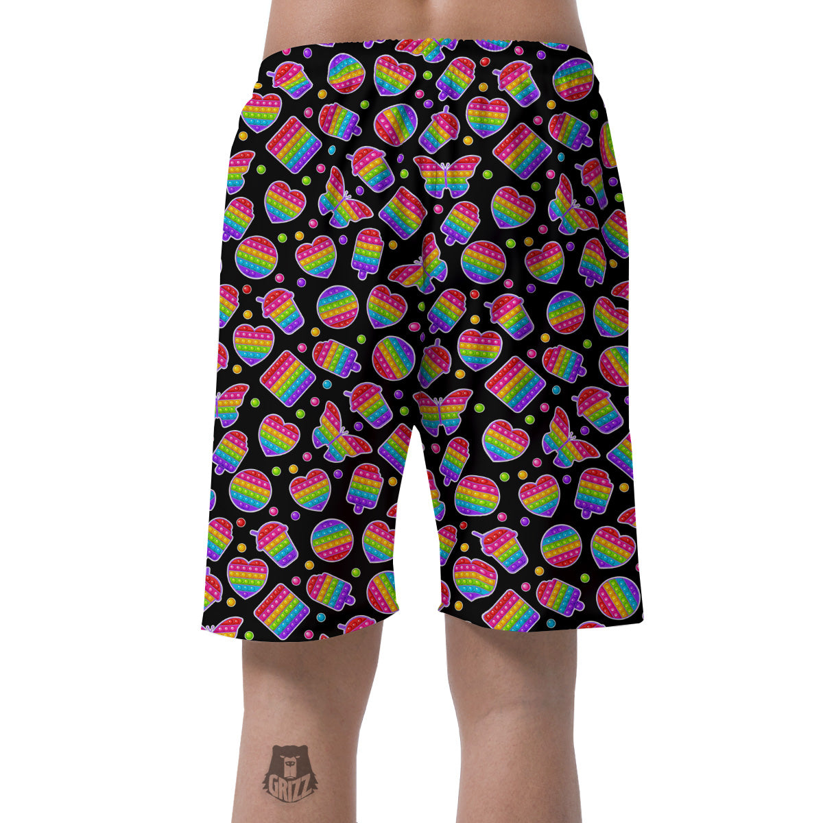 Silicone Bubbles Pop it Colorful Print Pattern Men's Shorts-grizzshop