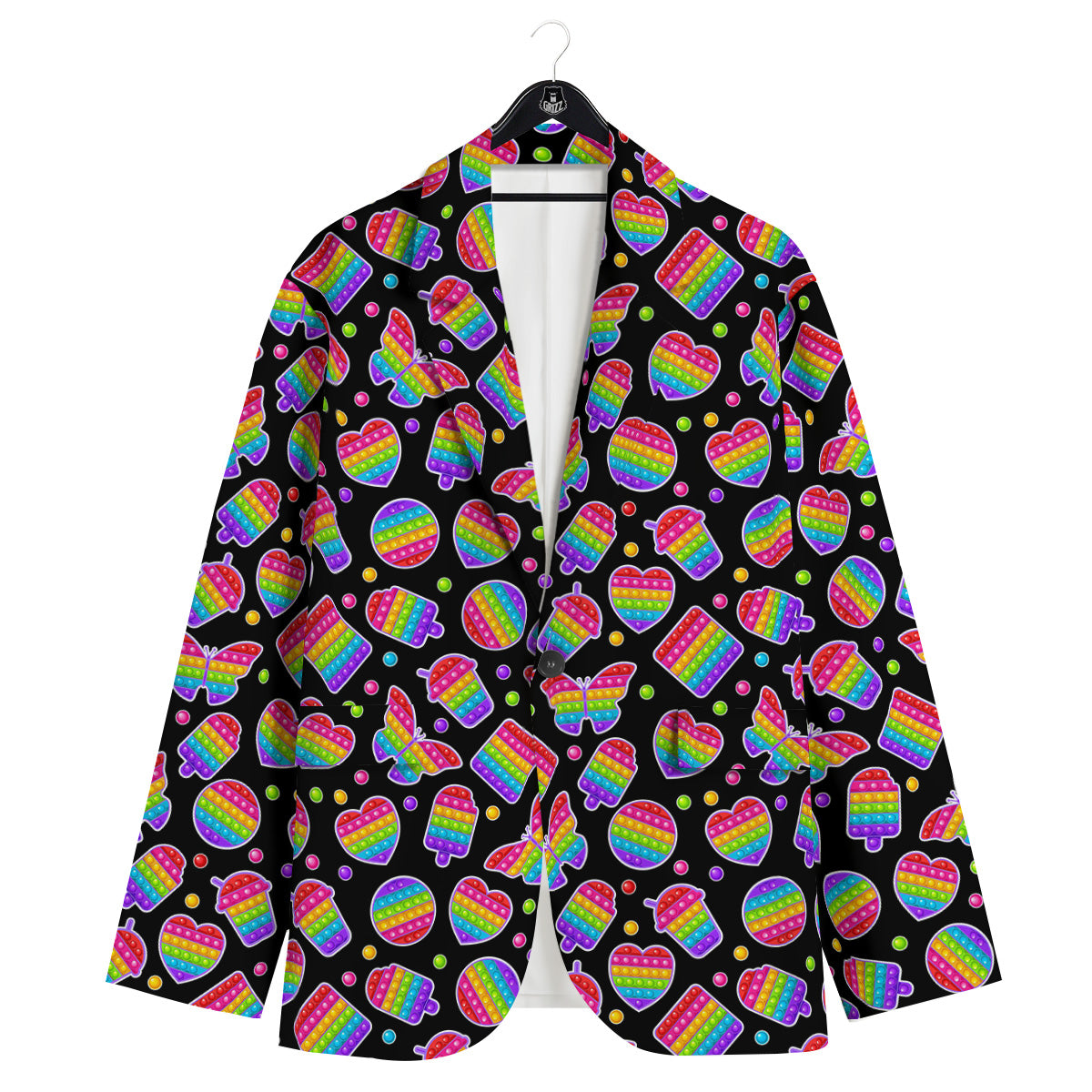 Silicone Bubbles Pop it Colorful Print Pattern Men's Sport Coat-grizzshop